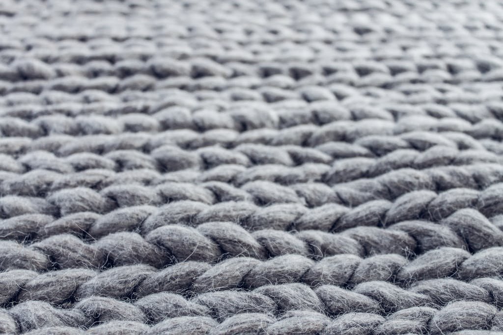 Close-up of Gray Cable Knit rug