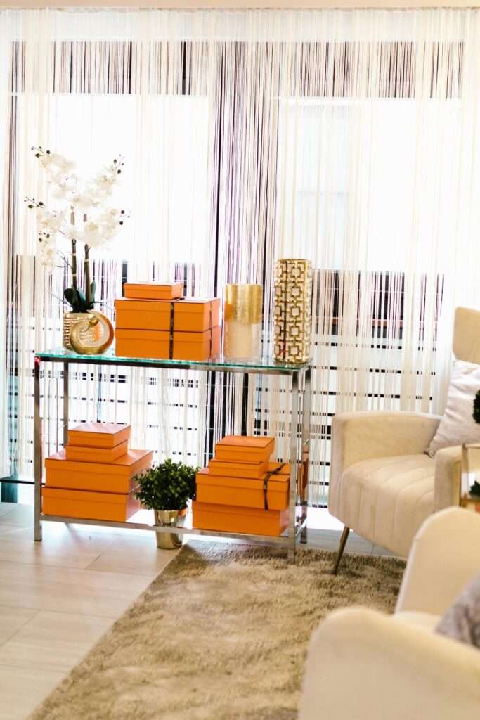 Beautiful living room with decors and rug.