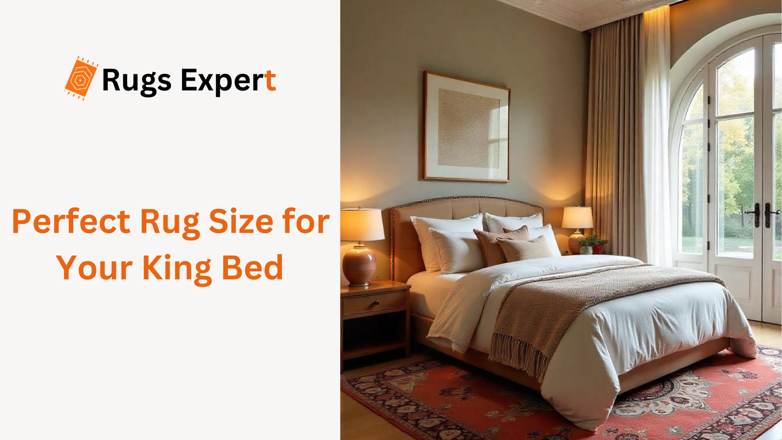 a king size bed on the rug with other furniture
