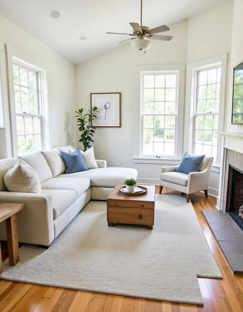 floating rug arrangement with living room sectionals