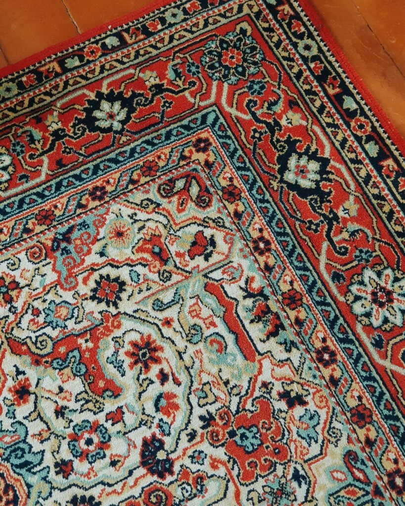 red persian rug on the floor