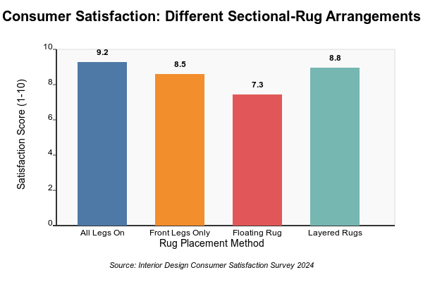 Chart of customer satisfaction score on sectional-rug arrangements