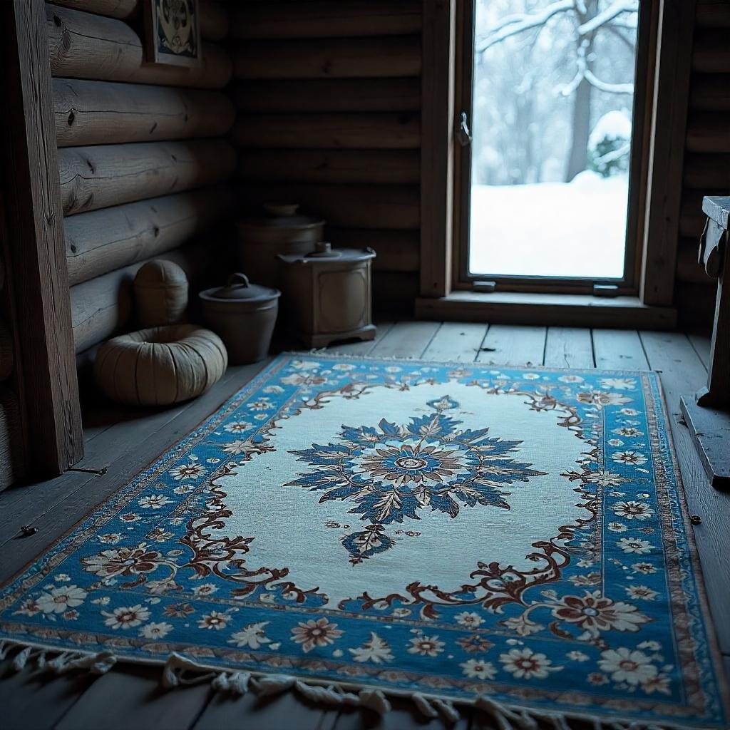 silk rug on the wood floor